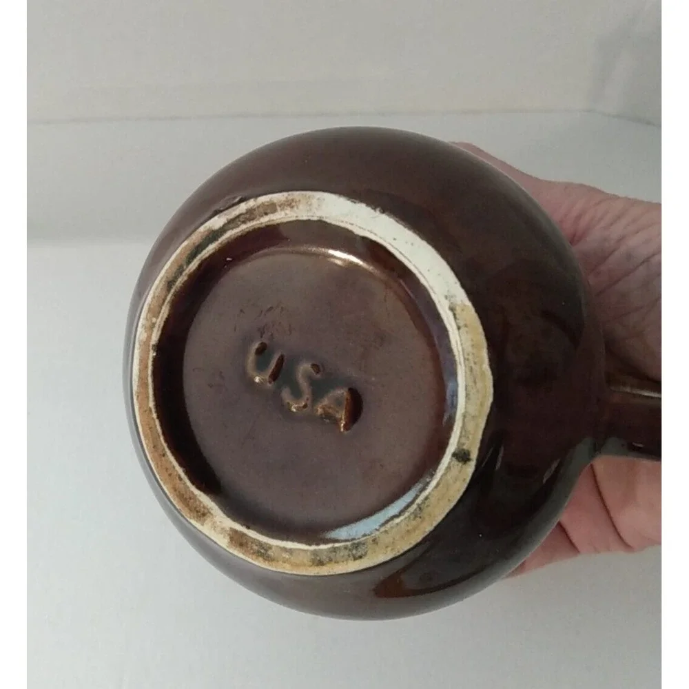 Vintage USA Brown Drip Glaze Pottery Teapot & Lid PRETTY!